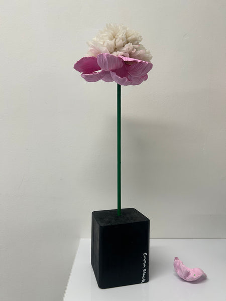 "Pink And White Flower" Original Sculpture By Emma Black