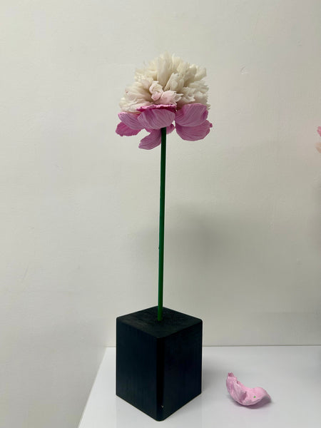 "Pink And White Flower" Original Sculpture By Emma Black