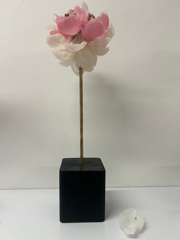 "White Pink And Gold Flower" Original Sculpture By Emma Black