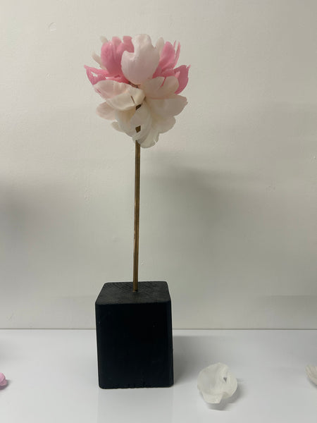 "White Pink And Gold Flower" Original Sculpture By Emma Black