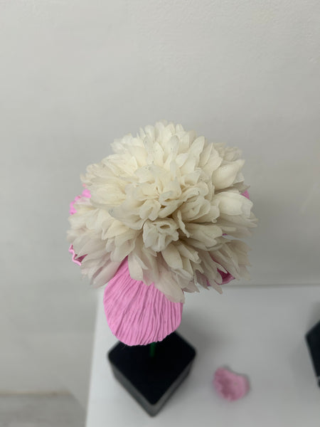 "Pink And White Flower" Original Sculpture By Emma Black