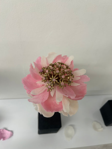 "White Pink And Gold Flower" Original Sculpture By Emma Black