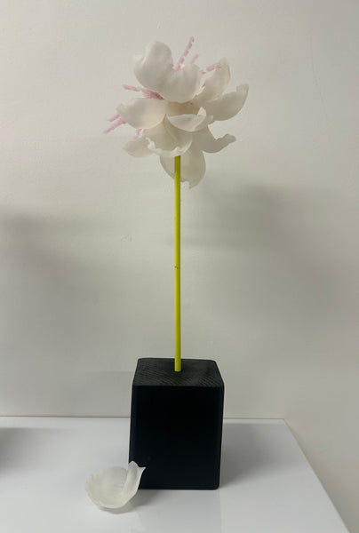 "White Pink And Swirl Flower" Original Sculpture By Emma Black