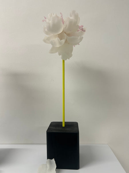"White Pink And Swirl Flower" Original Sculpture By Emma Black