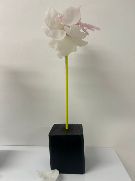 "White Pink And Swirl Flower" Original Sculpture By Emma Black