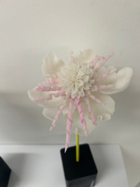 "White Pink And Swirl Flower" Original Sculpture By Emma Black