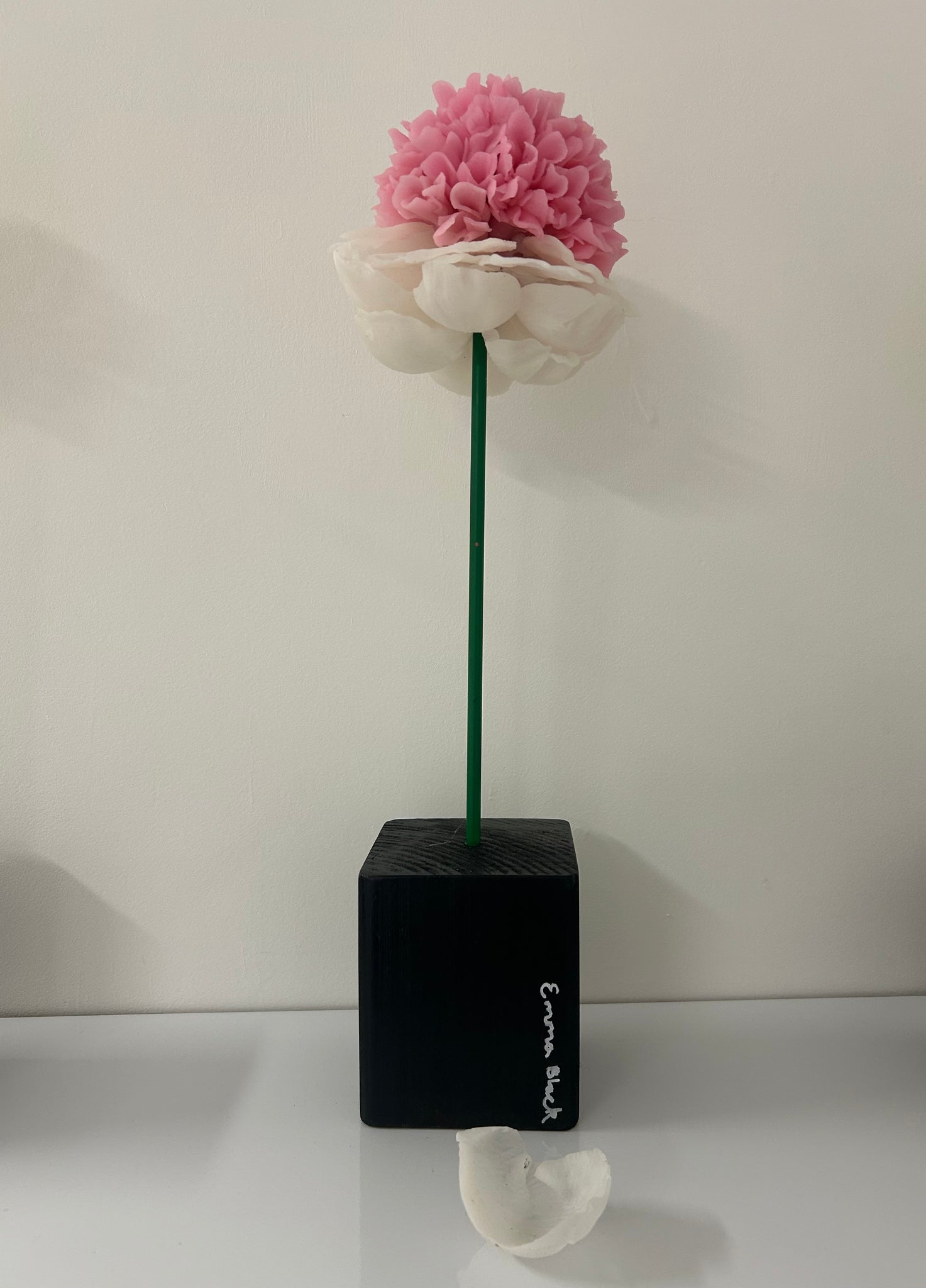 "White And Pink Flower" Original Sculpture By Emma Black