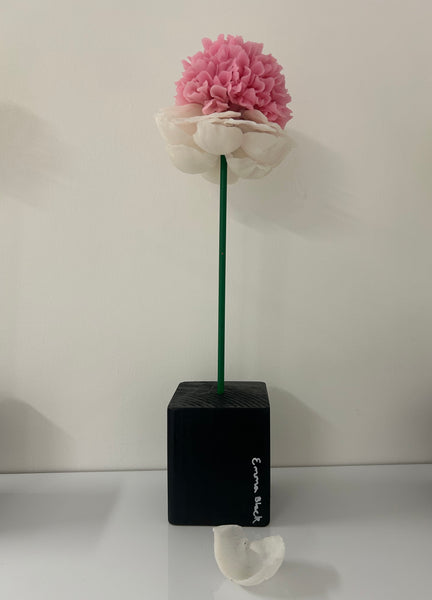 "White And Pink Flower" Original Sculpture By Emma Black