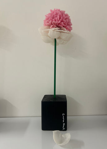 "White And Pink Flower" Original Sculpture By Emma Black