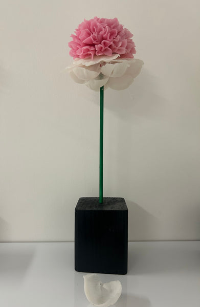 "White And Pink Flower" Original Sculpture By Emma Black