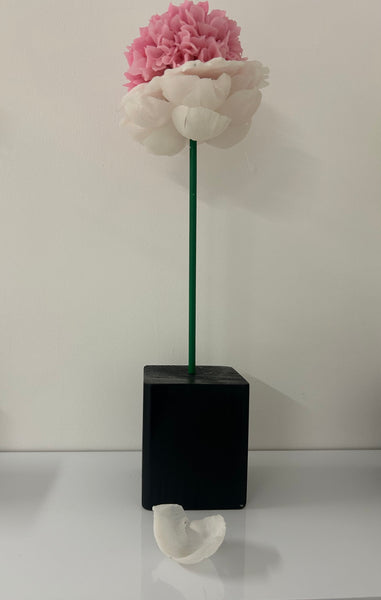 "White And Pink Flower" Original Sculpture By Emma Black