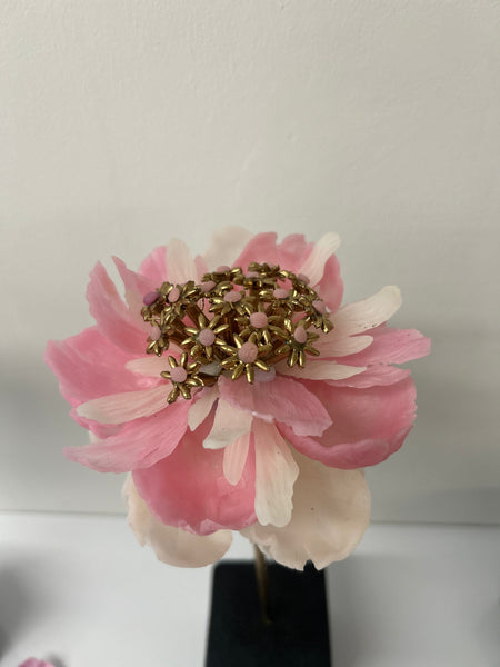 "White Pink And Gold Flower" Original Sculpture By Emma Black