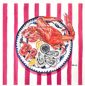 "The Seafood Platter On Stripes" Original Painting By Pippa Smith