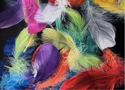 "Abstraction Des Plumes IV" Original Painting by Agnès Lefèvre