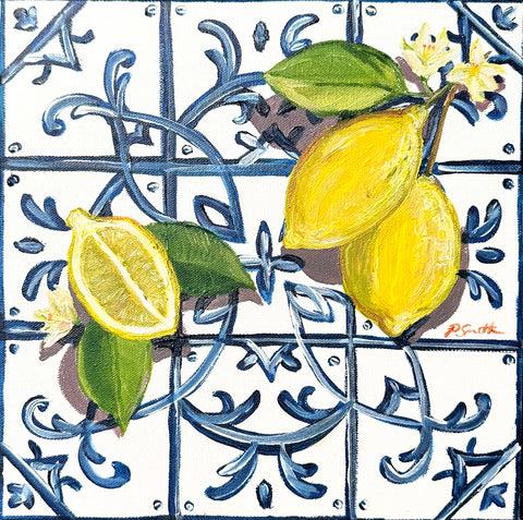 "Lemons On Tiles" Original Painting By Pippa Smith