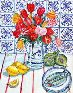"Tulips Mediterranean Medley" Original Painting By Pippa Smith