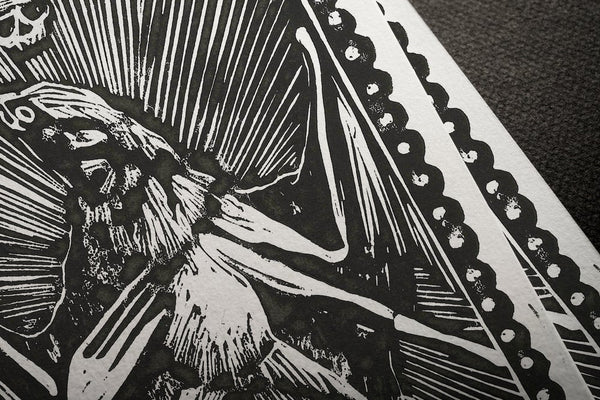Covid Chronicles "Appetite for Destruction" Lino Print By Lee Ellis