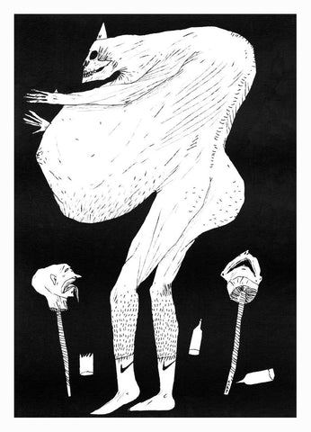 "Person I saw Near The Recycling Bins Behind Waitrose" Original Drawing By Carp Matthew