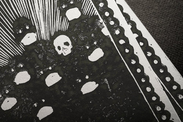 Covid Chronicles "Herd Immunity" Lino Print By Lee Ellis