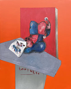 "Harley Quinn and the pork backdrop"Original Painting By Lee Ellis