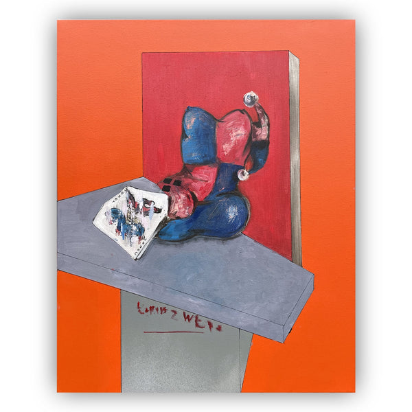 "Harley Quinn and the pork backdrop"Original Painting By Lee Ellis