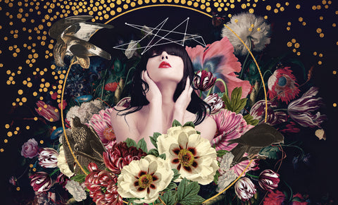 "His Egyptian Queen- He gave black pearls for eyes"  Original Print By Alexandra Gallagher