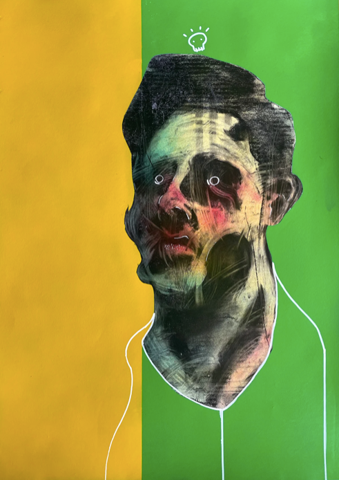 "Bowling For Sleep" Original mixed media on paper By Lee Ellis