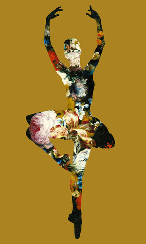 "En dedans pirouette avec des fleurs" (Gold) Limited Edition by Agent X