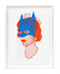 "Rich Enough to be Batman -Elizabeth Blue, Red, Glitter" Original Print By Heath Kane