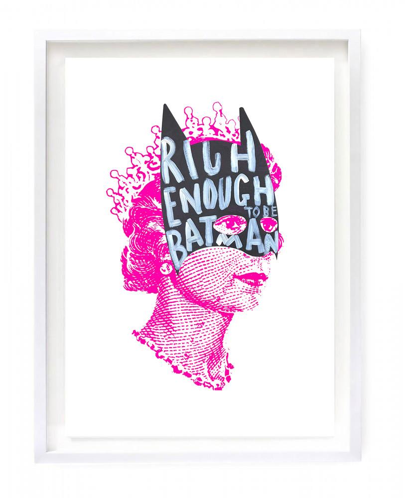 "Rich Enough to be Batman -Lizzie Graffiti painted" Original Print By Heath Kane