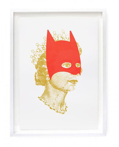 "Rich Enough to be Batman -Lizzie Neon Red and Gold " Original Print By Heath Kane