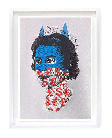 "Rich Enough to be Batman - Lizzie Silver Blue and Red Currency" Original Print By Heath Kane