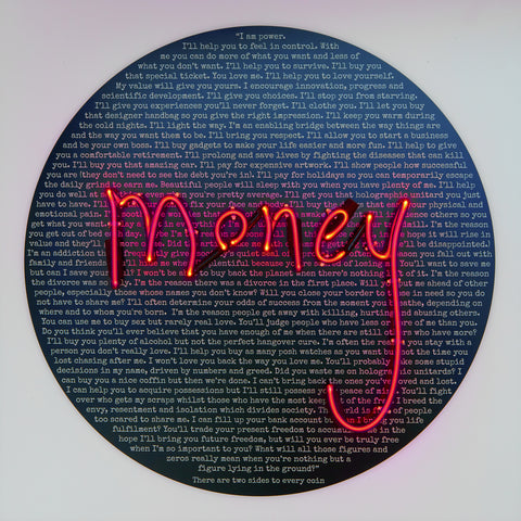 "Money Talks: Undersharing" Original Neon by REBECCA MASON