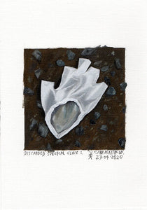 "Discarded surgical glove 1." Original painting on Paper By Carp Matthew