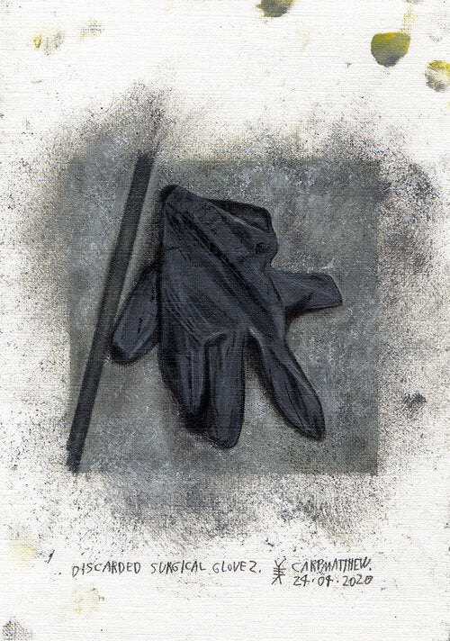 "Discarded surgical glove 2." Original painting on Paper By Carp Matthew