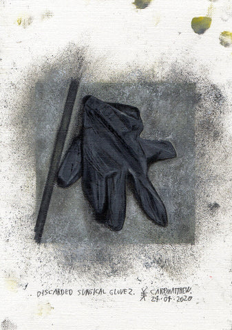 "Discarded surgical glove 2." Original painting on Paper By Carp Matthew