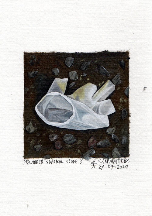 "Discarded surgical glove 3" Original painting on Paper By Carp Matthew