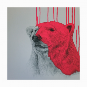 "Hey There, Polar Bear - Neon Pink" Louise McNaught