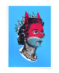 "Rich Enough to be Batman -  Lizzie Light Blue and Red Currency" Original Print By Heath Kane