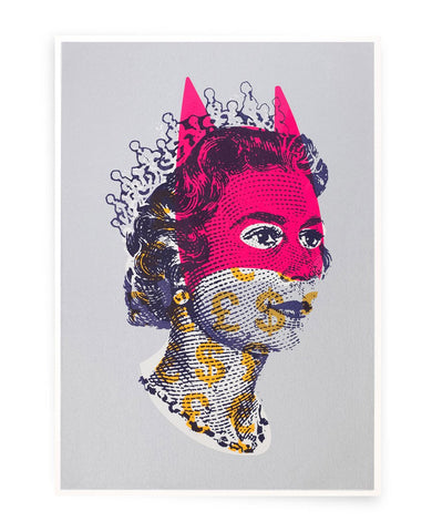 "Rich Enough to be Batman - Silver Lizzie Currency Pink and Gold" Original Print By Heath Kane
